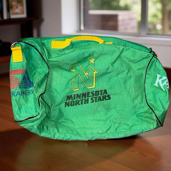Vintage 80s 90s MN North Stars Hockey Dufflebag Super America Kare 11 Sponsors - Picture 6 of 8